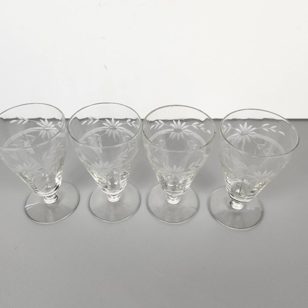 Vintage Etched Drink Glasses Set of 4
